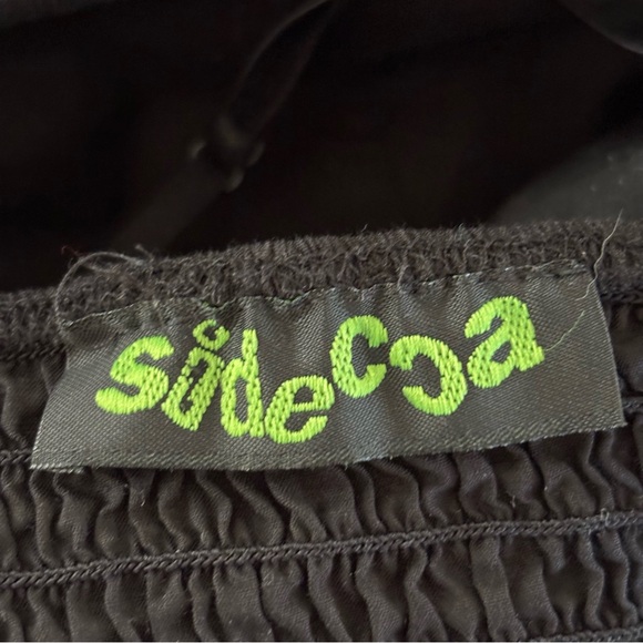 Sidecca Korea Black Rosette Hem Mini Dress – Y2K Babydoll Vibes - Picture 7 of 8